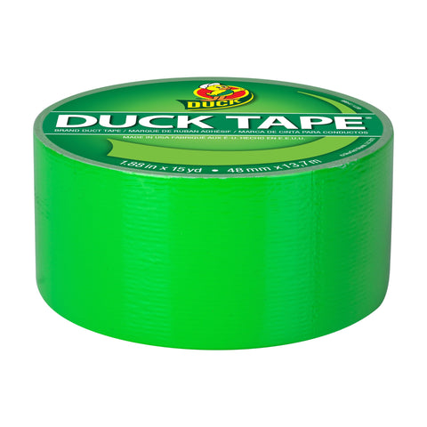 Duck 1265018 Color Duct Tape Neon Lime Green, 1.88 Inches x 15 Yards, Single Ro