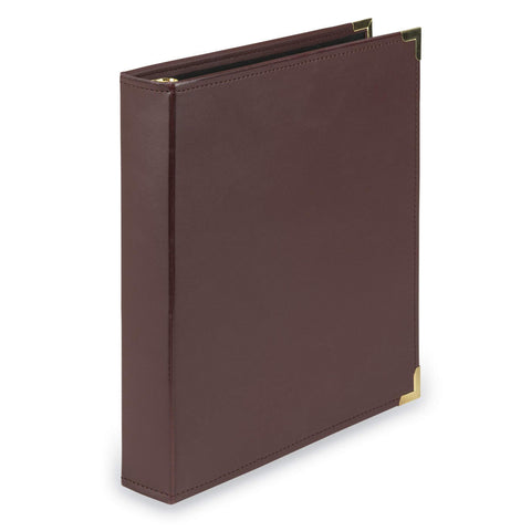 Samsill Classic Collection Leather 3 Ring Binder, Executive Presentation Portfolio, 1.5 Inch (Holds 325 Sheets), Brass Round Ring, Burgundy