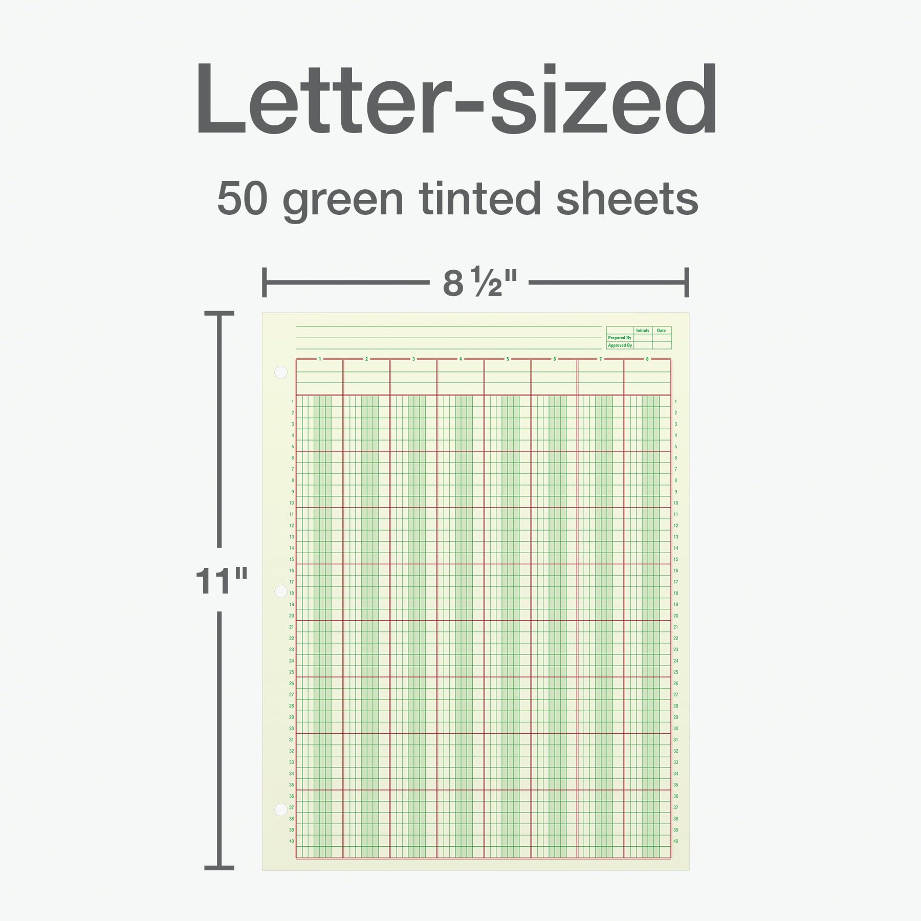 Adams Columnar Analysis Pad, 8 Column Ledger, 8.5" x 11", 100 Pages (50 Sheets), Green, 3 Hole Punch, for Accounting, Bookkeeping & Data (ACP85118)
