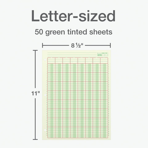 Adams Columnar Analysis Pad, 8 Column Ledger, 8.5" x 11", 100 Pages (50 Sheets), Green, 3 Hole Punch, for Accounting, Bookkeeping & Data (ACP85118)