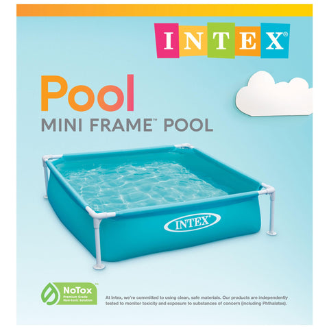 Intex 4 Foot x 12 Inch Miniature Durable Vinyl Outdoor Above Ground Frame Kiddie Swimming and Teaching Baby Pool for Ages 3 and Up, Blue