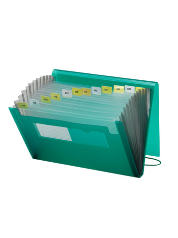 Smead Poly Expanding File, 12 Pockets, Flap and Cord Closure, Letter Size, Green (70878)