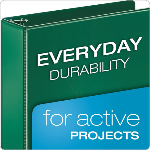 Cardinal 3 Ring Binder, 2 Inch Performer Binder, Round Rings, 475-Sheet Capacity, PVC-Free, Green (72733)