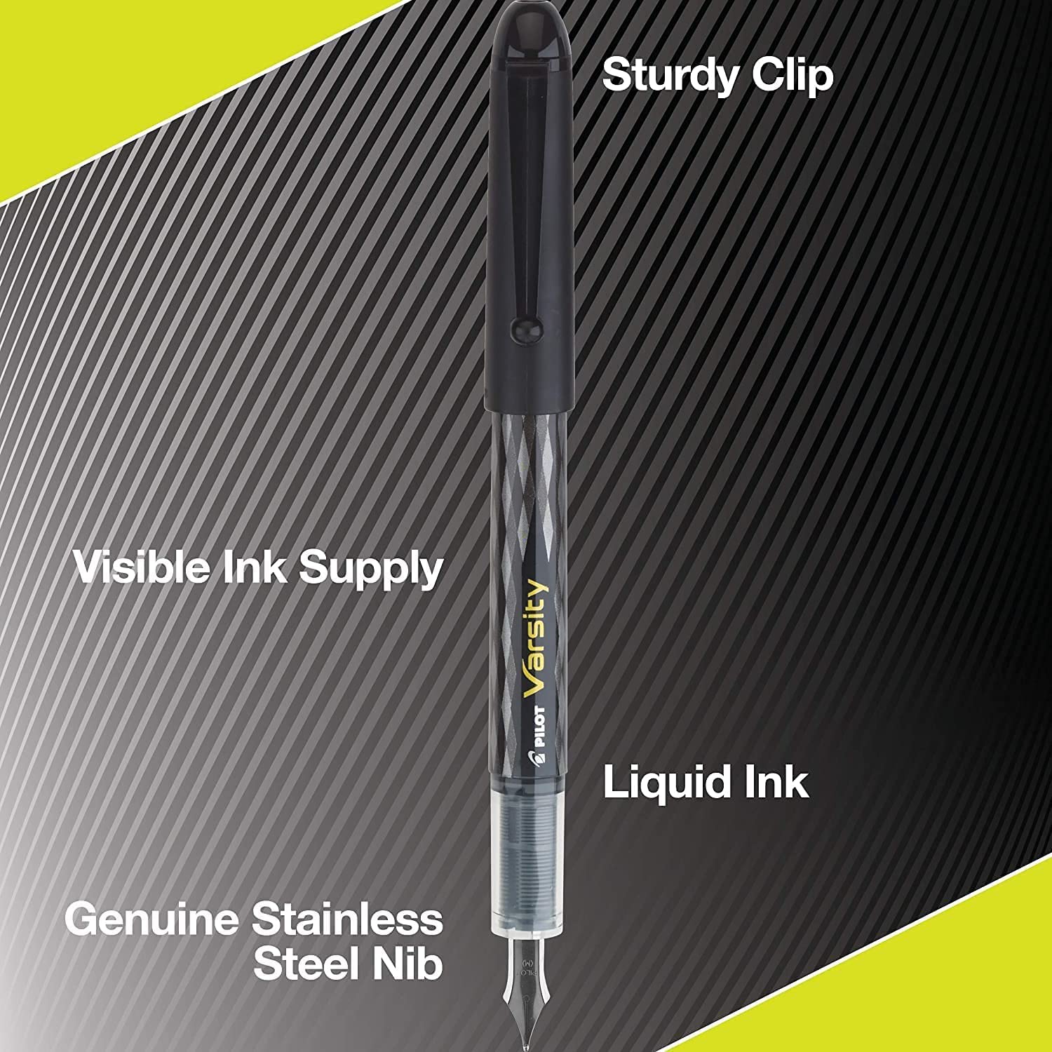 Pilot Varsity Disposable Fountain Pens, Blue Ink, Medium Point, Pack of 6