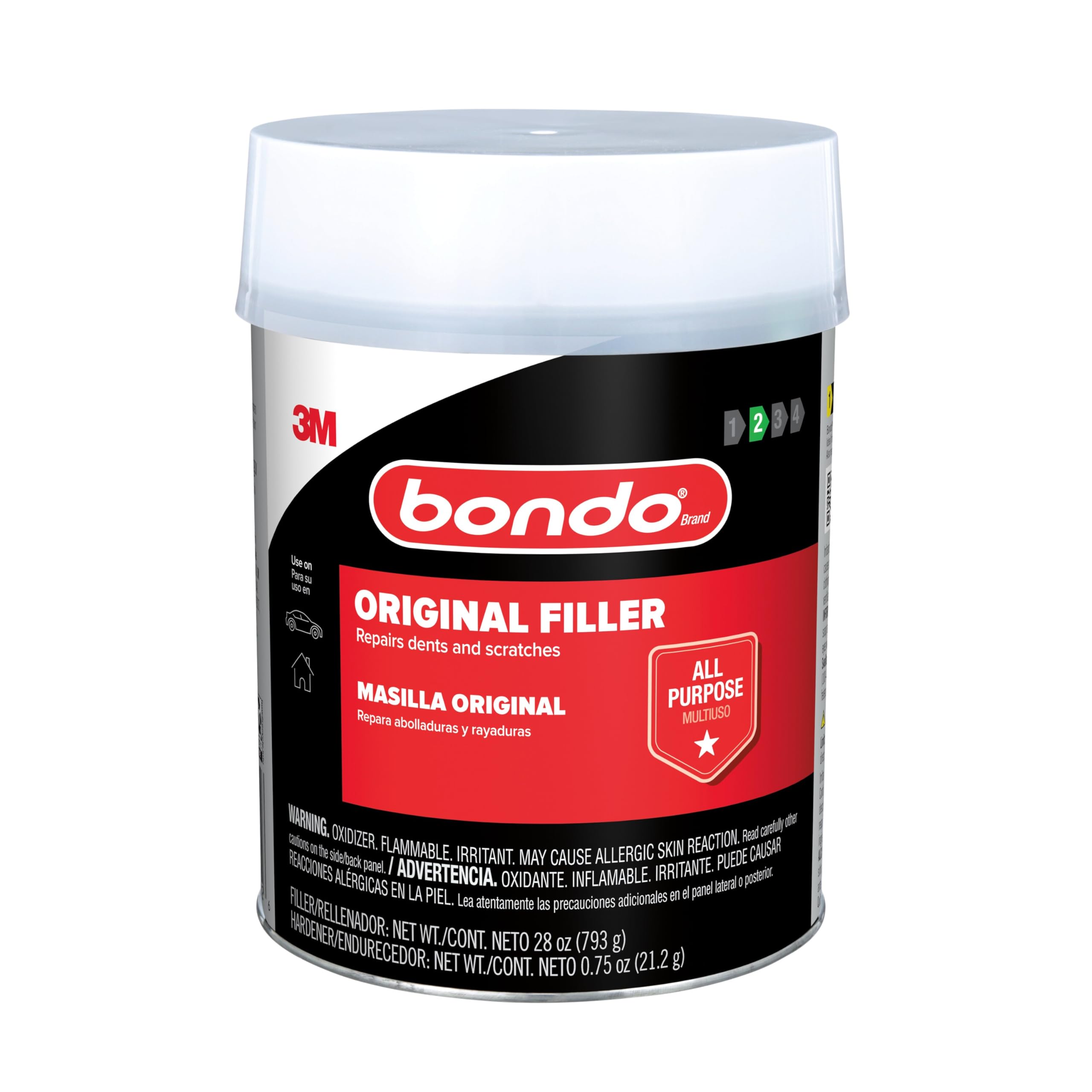 Bondo Body Filler, Original Formula for Fast, Easy Repair & Restoration for your Vehicle, 00262, Filler 1.57 lb and Hardener 0.75 oz, 1 Can