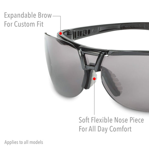 Honeywell Uvex by Protégé Safety Glasses, Metallic Black Frame with SCT-Reflect 50 Lens & Ultra-Dura Anti-Scratch Hardcoat (S4202)