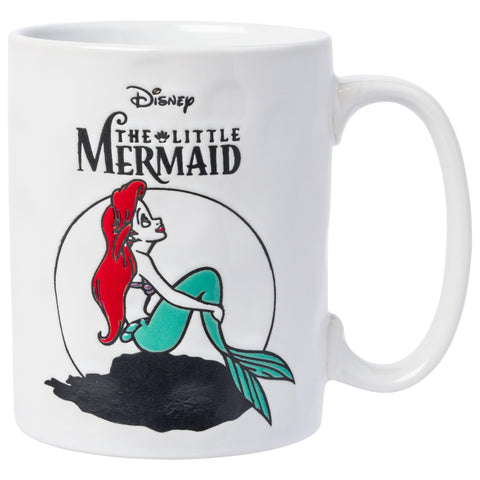 Silver Buffalo Disney The Little Mermaid Wax Resist Pottery Ceramic Mug Featuring Ariel, 17.5 Ounces