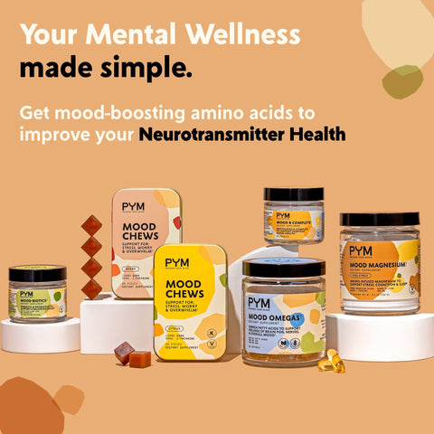 PYM Citrus Mood Chews Support for Stress, Worry & Overwhelm, 20 Count | 130mg GABA, 90mg L-Theanine | Vegan, Non-GMO, Gluten-Free, No Added Sugar | All-Natural Mood Support Supplement Made in USA