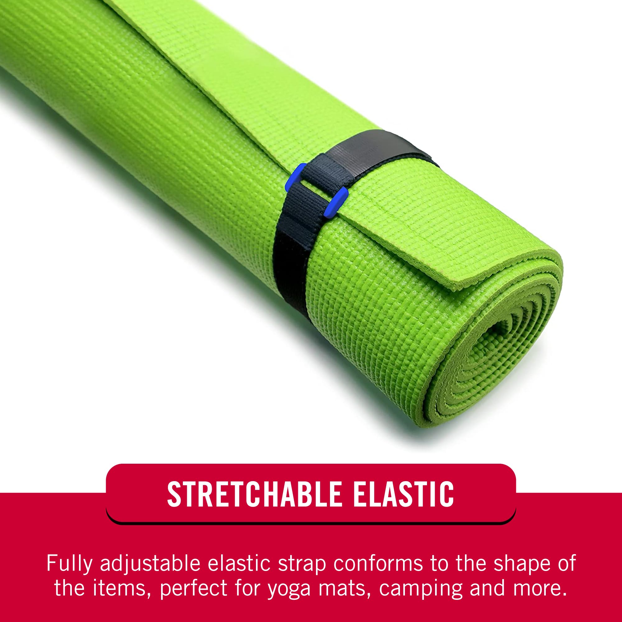 VELCRO Brand Elastic Cinch Straps with Buckle | 15in x 1in, 2 Count | Adjustable and Stretch for Snug Fit | for Fastening Power Cords Organizing Camping Equipment, More | Black (VEL-30094-USA)