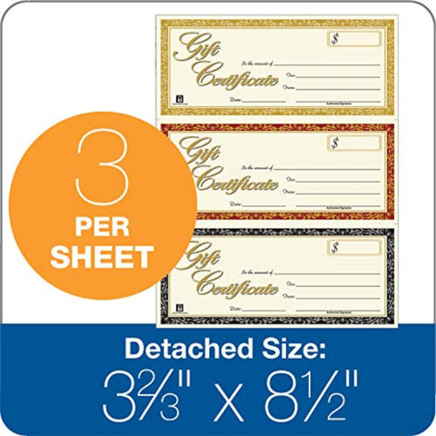 Adams Gift Certificates, Laser/Inkjet Compatible, 3-Up, 30 per Pack with Envelopes (GFTLZ),White