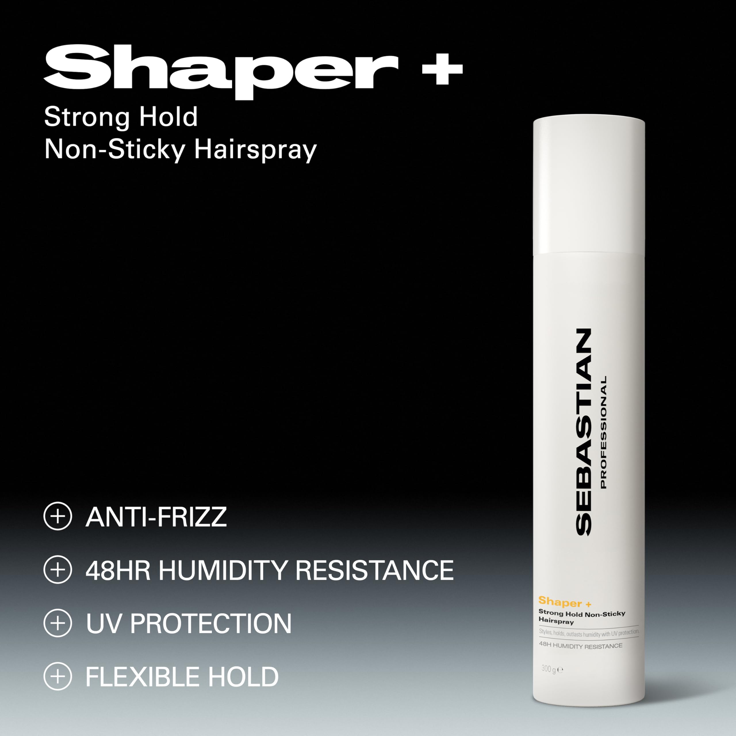 Sebastian Professional Shaper Plus Hairspray, 50% VOC | Humidity Resistant, Extra Hold | 10.6 oz | Packaging May Vary