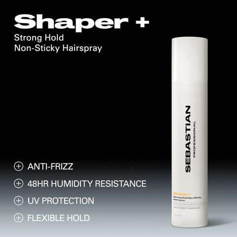 Sebastian Professional Shaper Plus Hairspray, 50% VOC | Humidity Resistant, Extra Hold | 10.6 oz | Packaging May Vary
