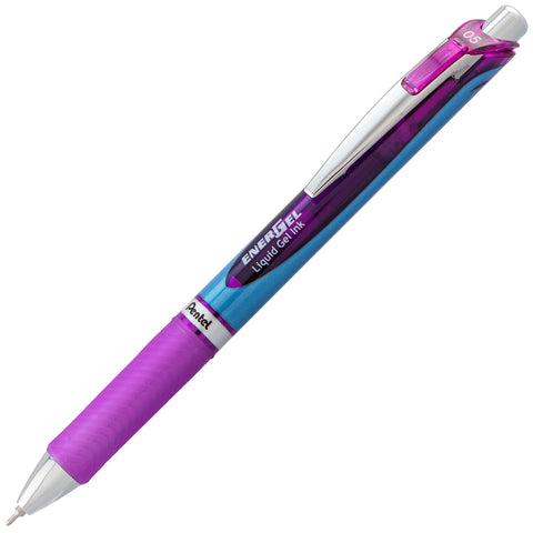 Pentel Gel Ink Pen, EnerGel RTX Retractable Gel Pen, 0.5mm, Fine Point, Needle Tip, Violet Ink (BLN75BP2V)