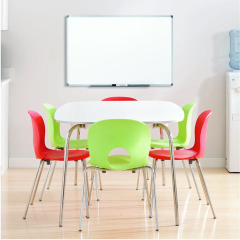 Mead Dry Erase Board 96" x 48" Non-Magnetic Whiteboard For Wall, 8' x 4', White/Silver (85359N)