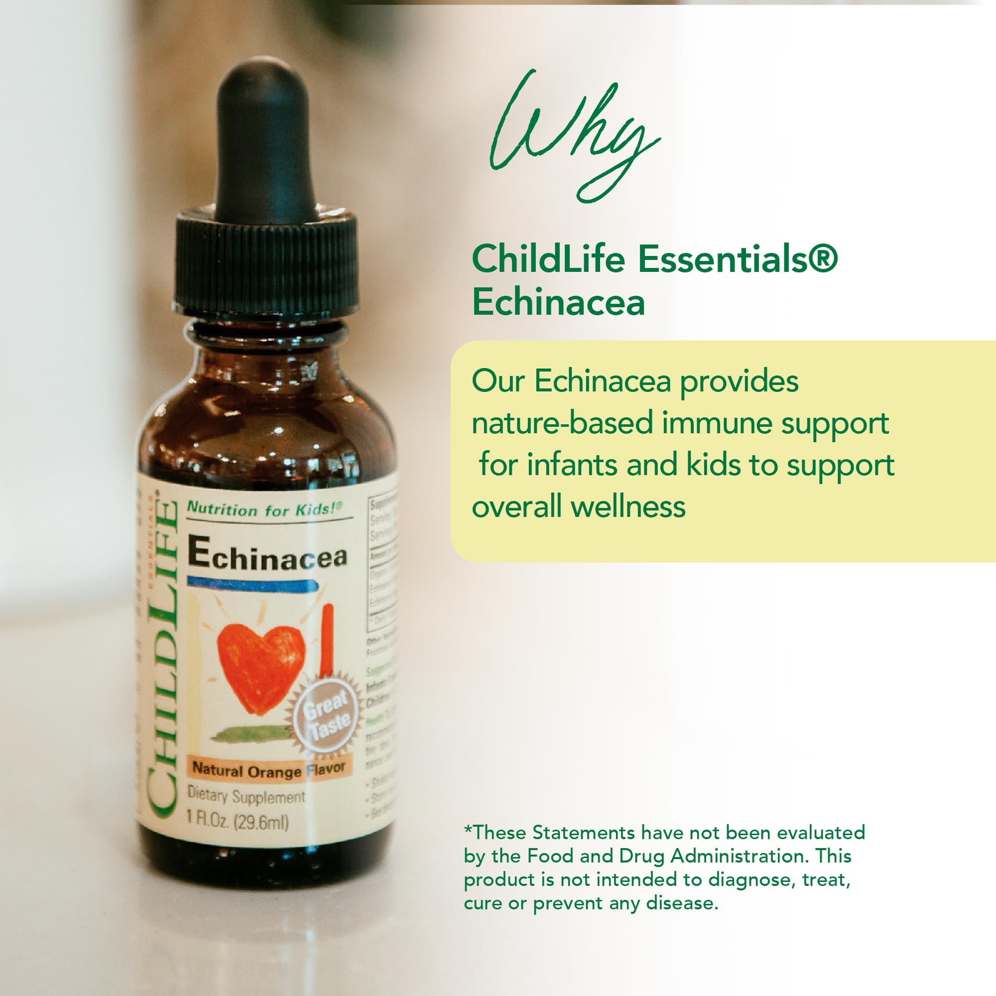 CHILDLIFE ESSENTIALS Echinacea for Kids - Kids Echinacea Drops, Liquid Tincture, Alcohol Free Supplement for Babies, Toddlers, Children - Natural Orange, 1 Fl Oz (Pack of 1)