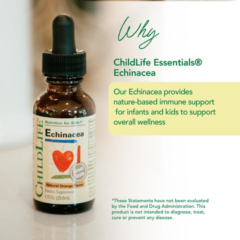 CHILDLIFE ESSENTIALS Echinacea for Kids - Kids Echinacea Drops, Liquid Tincture, Alcohol Free Supplement for Babies, Toddlers, Children - Natural Orange, 1 Fl Oz (Pack of 1)