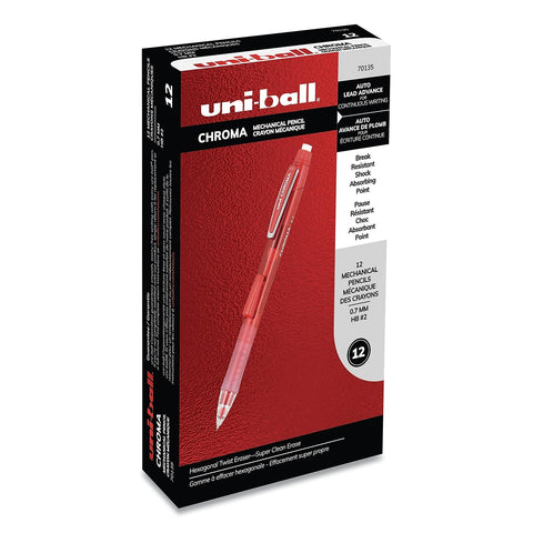 uni-ball CHROMA Mechanical Pencil, 0.7mm, HB #2, Red Barrel, 12 Count