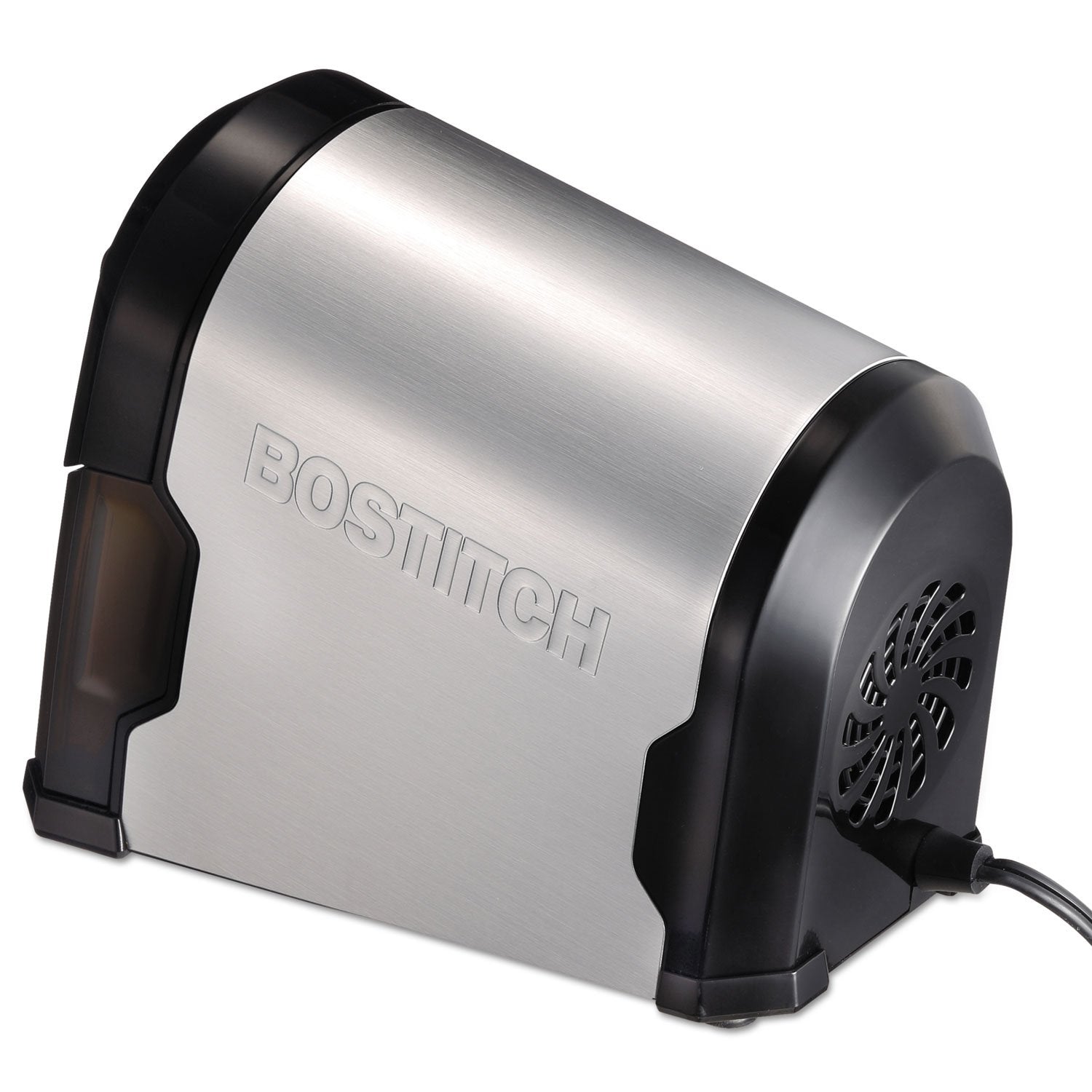 Bostitch Office SuperPro Glow Electric Pencil Sharpener, Heavy Duty Commercial Classroom, Replaceable Cutter Cartridge System, 6-Hole, Silver/Black
