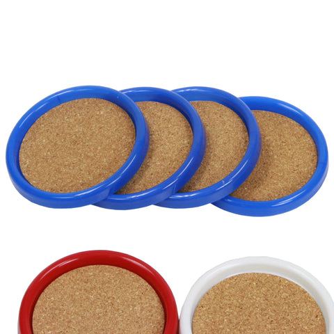 Chef Craft Basic Cork Coasters with Plastic Frame, 4 Inches in Diameter 4 Piece Set, Color May Vary