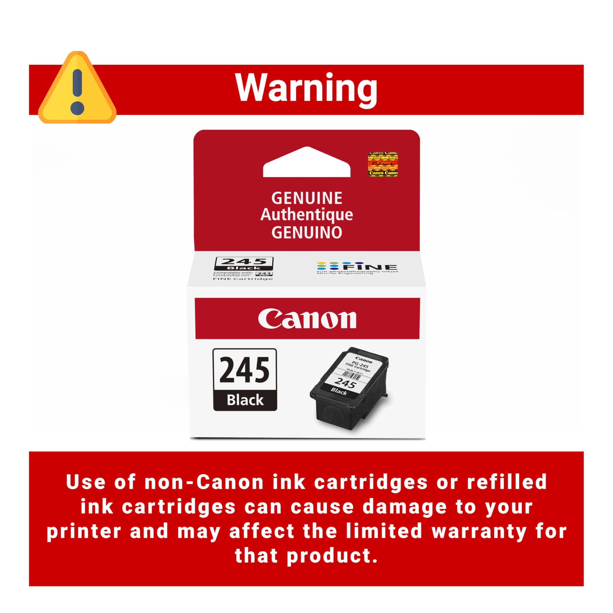 Canon PG-245 Genuine Black Ink Cartridge, Compatible with iP2820, MG2420/2924/2920/3020/2522/2525, MX492, TS3120/302/302a/202/202a/4520/3320