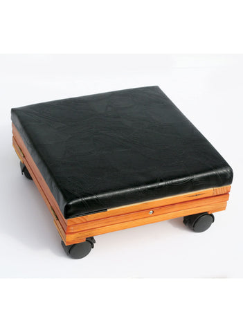 Rolling Adjustable Solid Wood Fold-A-Way Leather Cushion Foot Rest