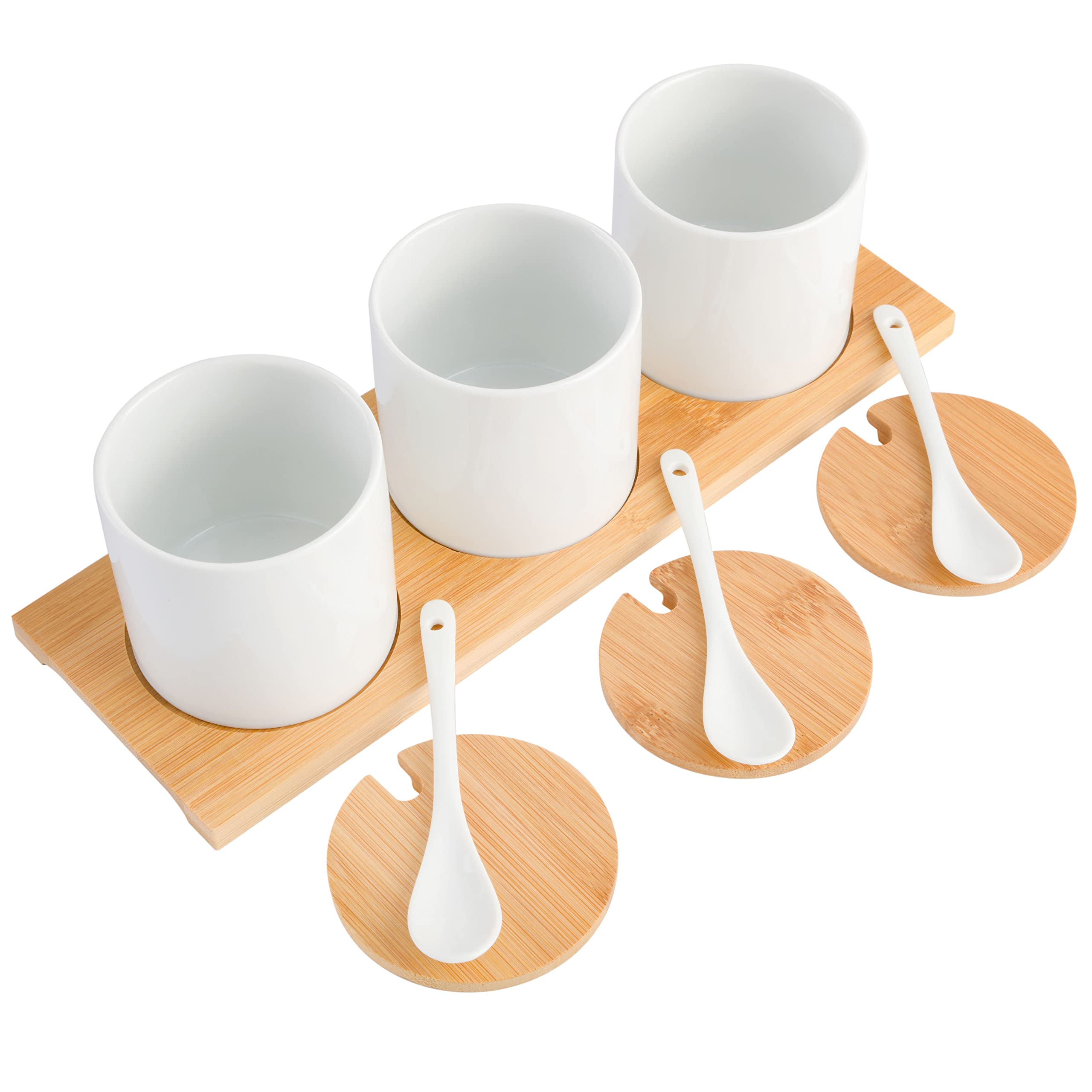 Gibson Home Gracious Dining Dinnerware, 10pc Condiment Jars w/Spoons, White