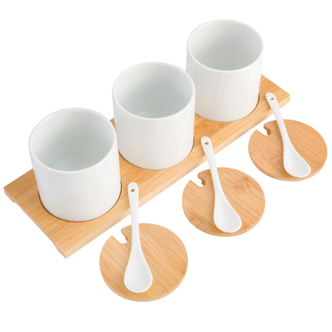 Gibson Home Gracious Dining Dinnerware, 10pc Condiment Jars w/Spoons, White