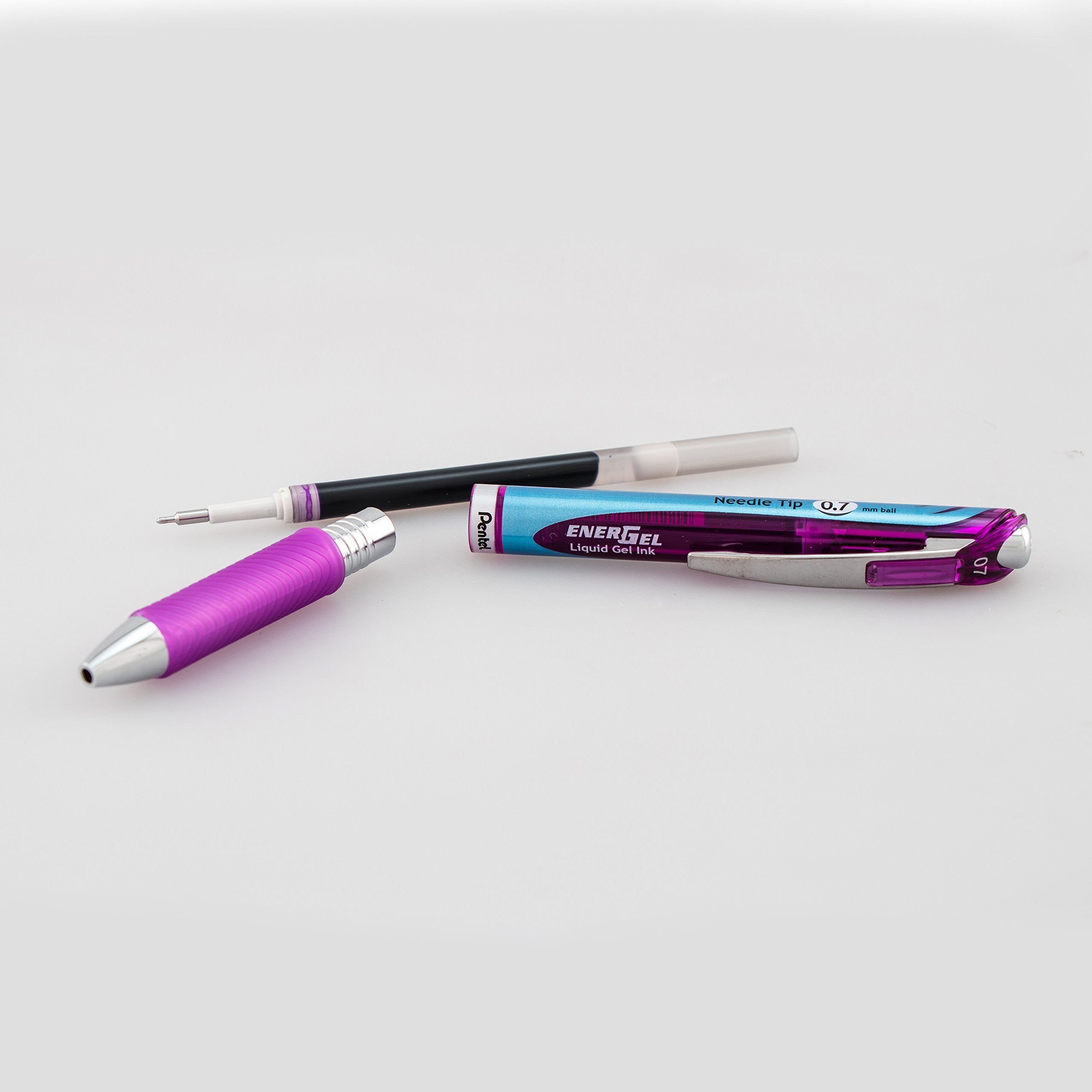 Pentel EnerGel Deluxe RTX Needle Retractable Gel Ink Pens, Medium, Violet, 3 Pack (BLN77BP3V)