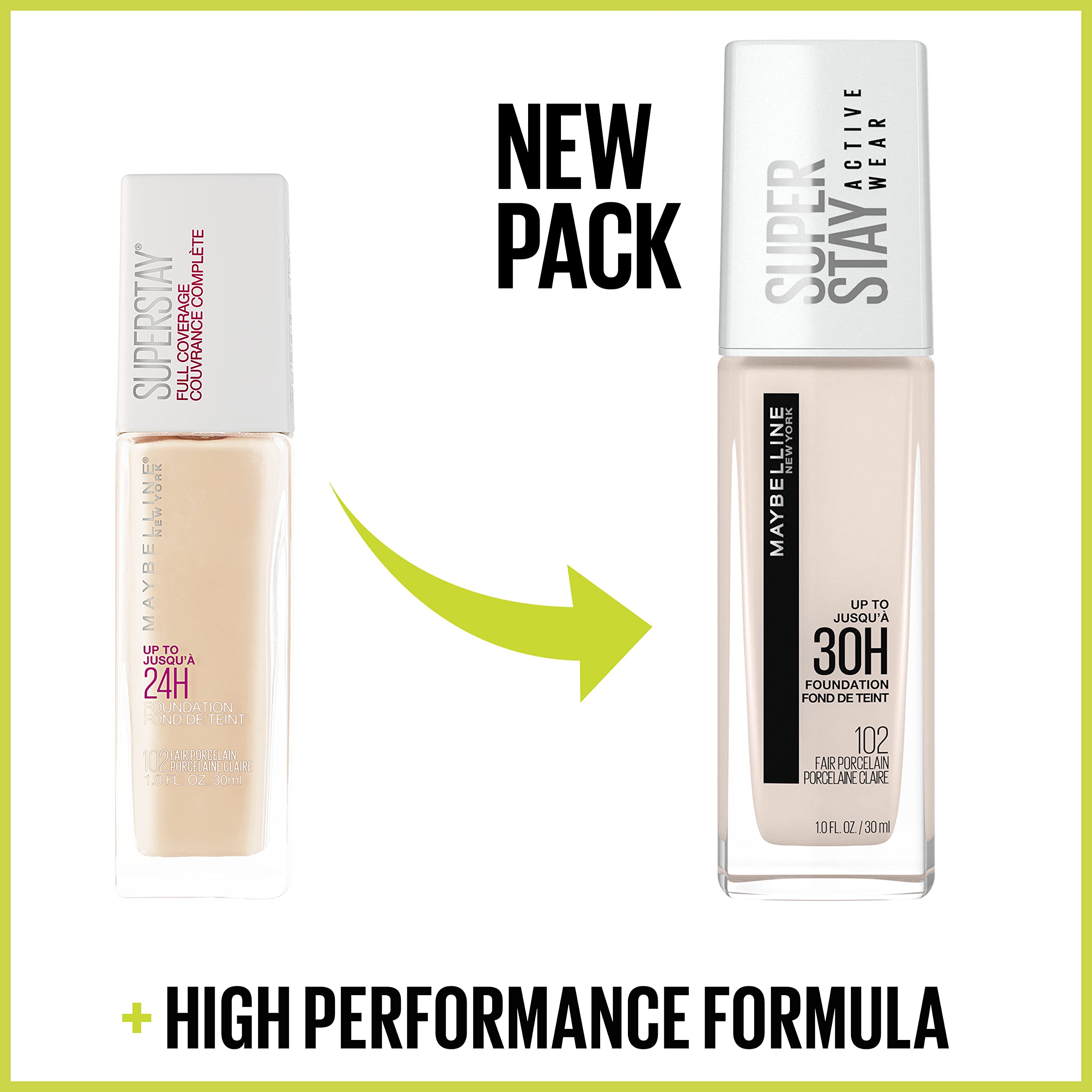 Maybelline Super Stay Full Coverage Liquid Foundation Active Wear Makeup, Up to 30Hr Wear, Transfer, Sweat & Water Resistant, Matte Finish, Mocha, 1 Count