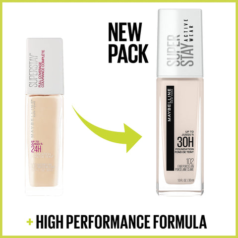 Maybelline Super Stay Full Coverage Liquid Foundation Active Wear Makeup, Up to 30Hr Wear, Transfer, Sweat & Water Resistant, Matte Finish, Mocha, 1 Count