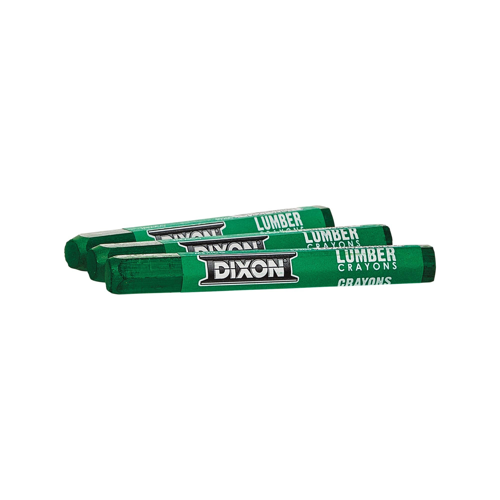 DIXON Industrial Lumber Marking Crayons, 4.5" x 1/2" Hex, Green, 12-Pack (52200)