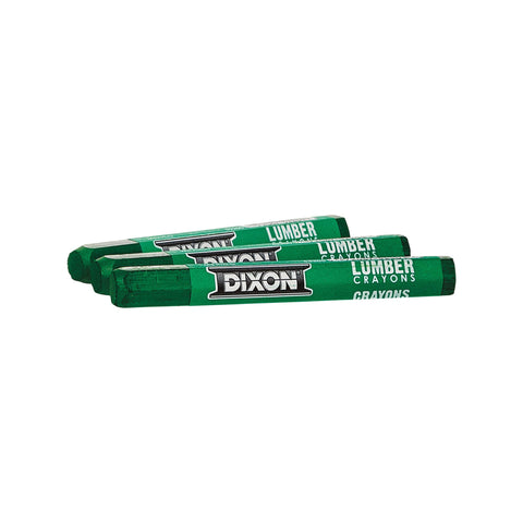 DIXON Industrial Lumber Marking Crayons, 4.5" x 1/2" Hex, Green, 12-Pack (52200)