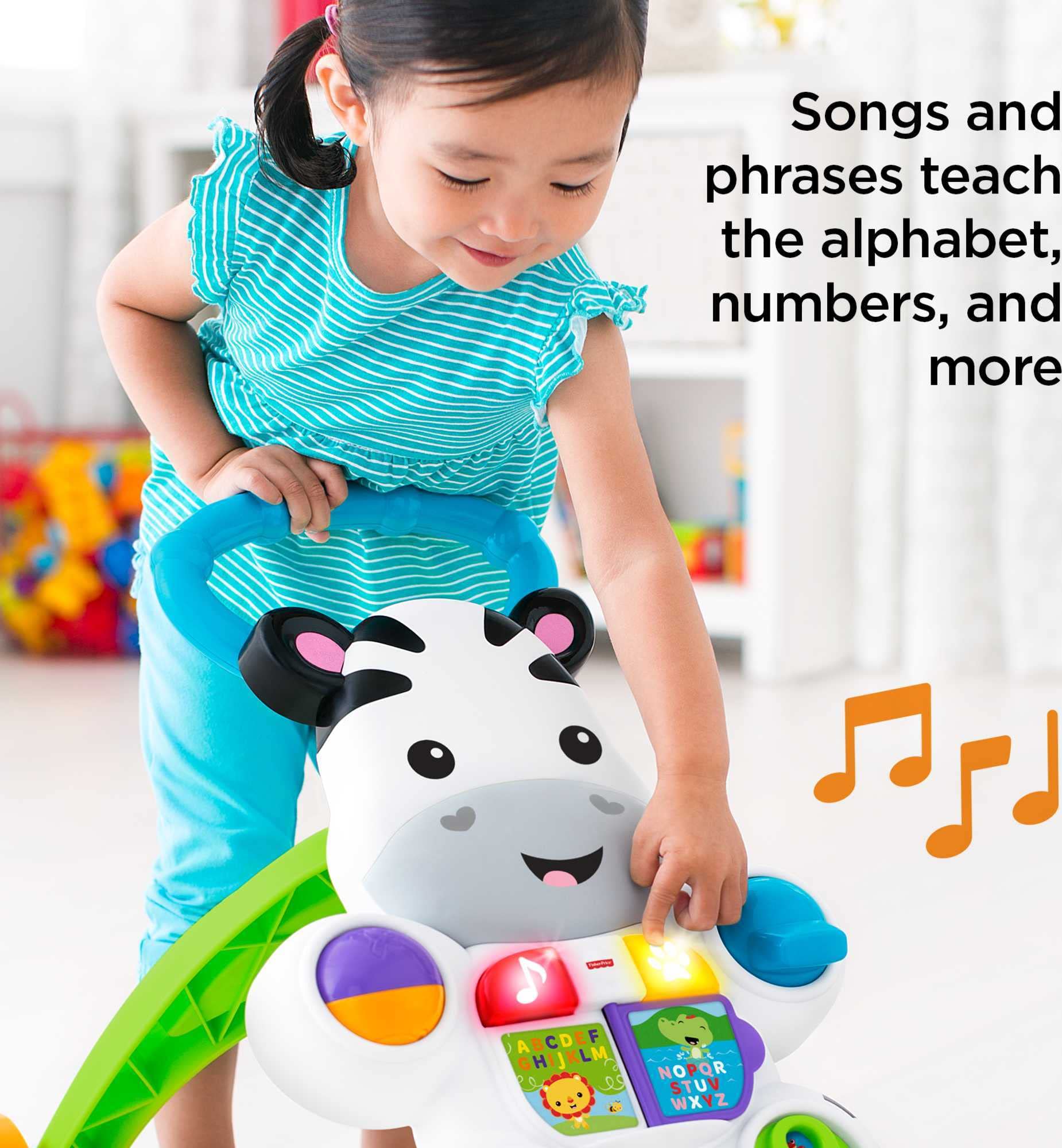 Fisher-Price Baby to Toddler Toy, Learn with Me Zebra Walker with Educational Music Lights & Activities for Infants Ages 6+ Months