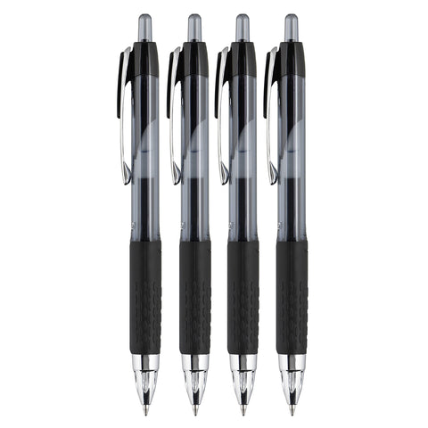 Uni-Ball® 207™ Retractable Fraud Prevention Gel Pens, Bold Point, 1.0 mm, Translucent Black Barrels, Black Ink, Pack Of 4