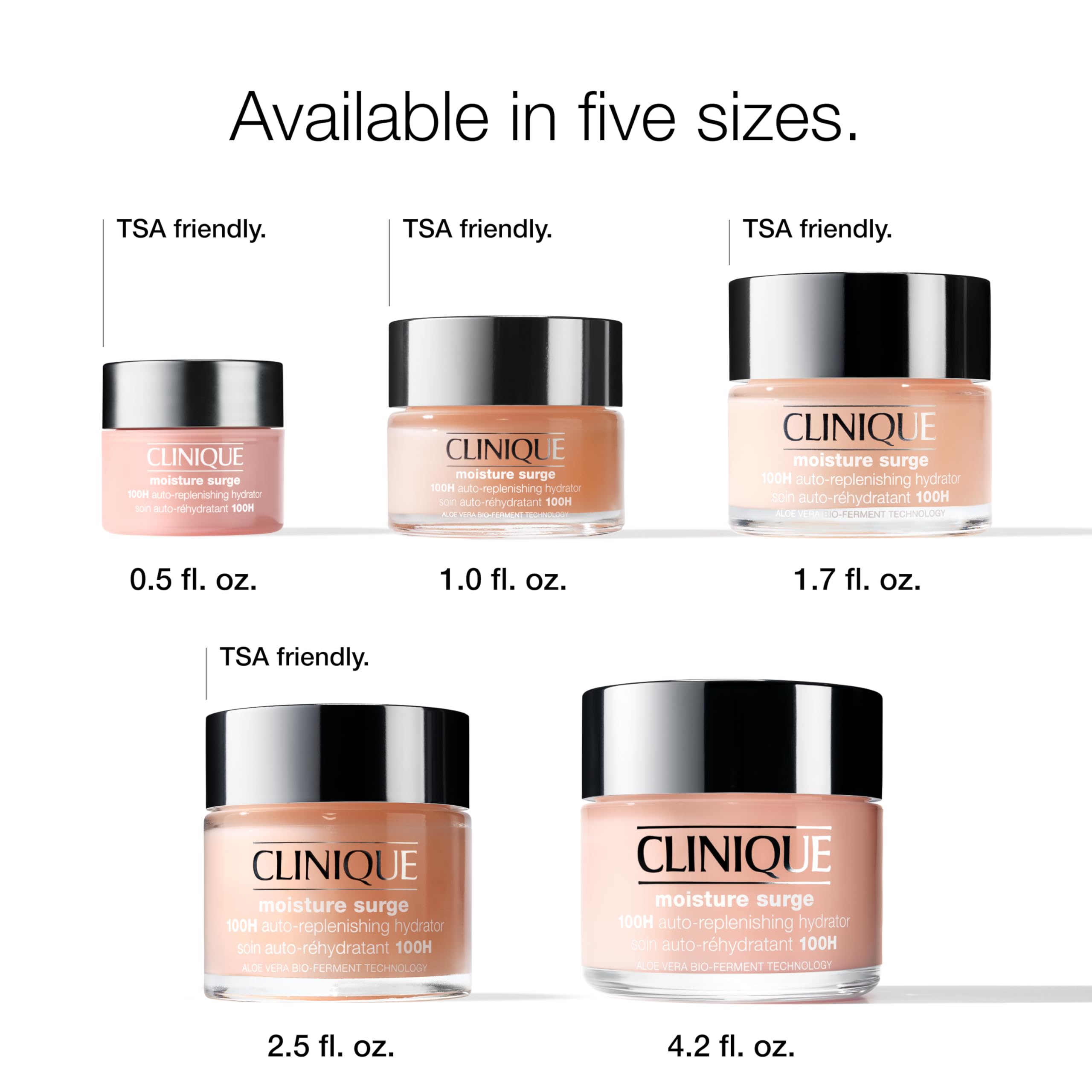 Clinique Moisture Surge 100H Auto-Replenishing Hydrator Oil Free Face Moisturizer | With Hyaluronic Acid, Aloe Bioferment and Vitamins C + E | For All Skin Types | Hydrating + Moisturizing, 1 Fl Oz