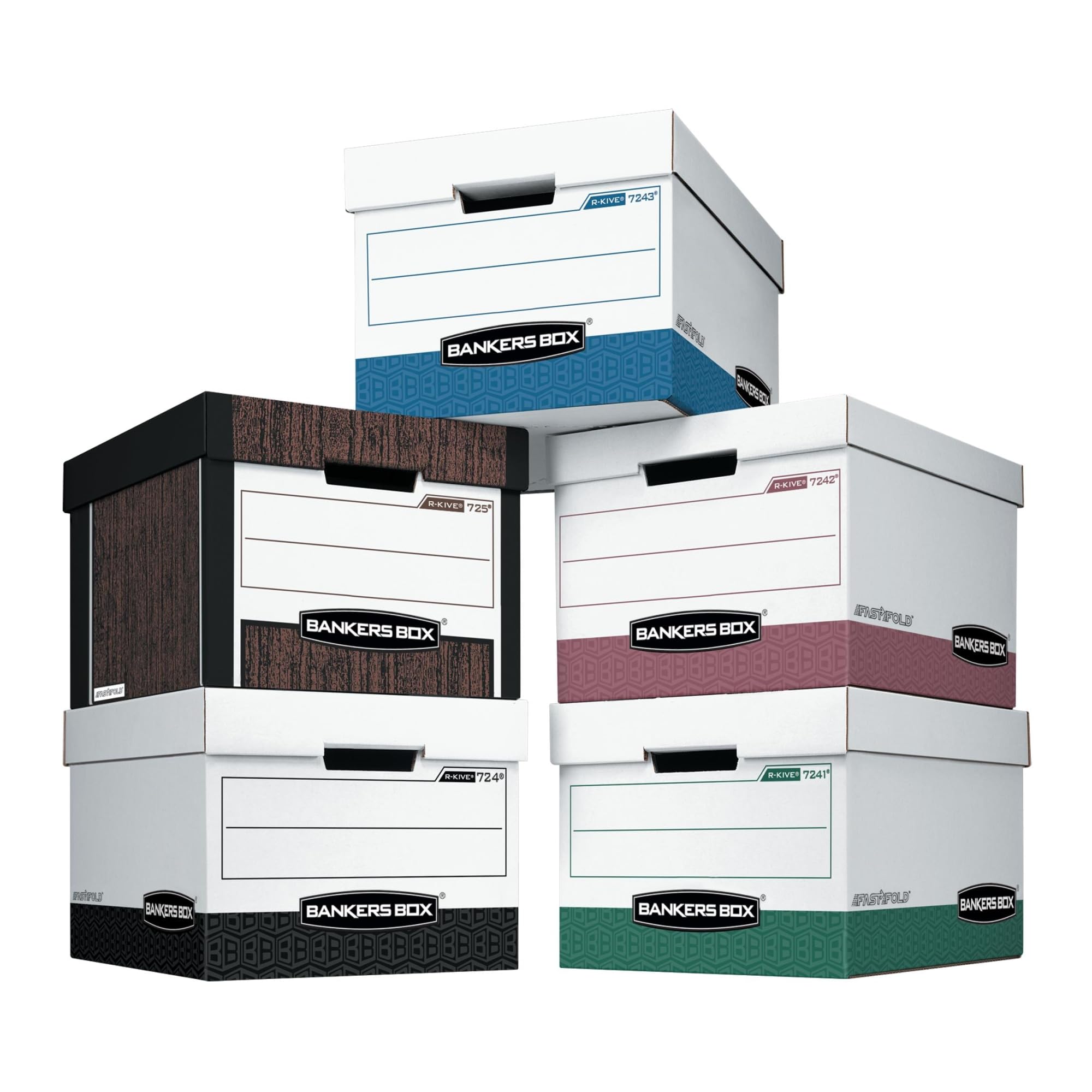 Bankers Box 12-Pack R-Kive Heavy Duty File Storage Boxes with Lids, FastFold Assembly, Letter/Legal, (00724)