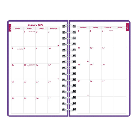Brownline 2024 DuraFlex Daily/Monthly Planner, Appointment Book, 12 Months, January to December, Twin-Wire Binding, 8" x 5", Purple (CB634V.PUR-24)