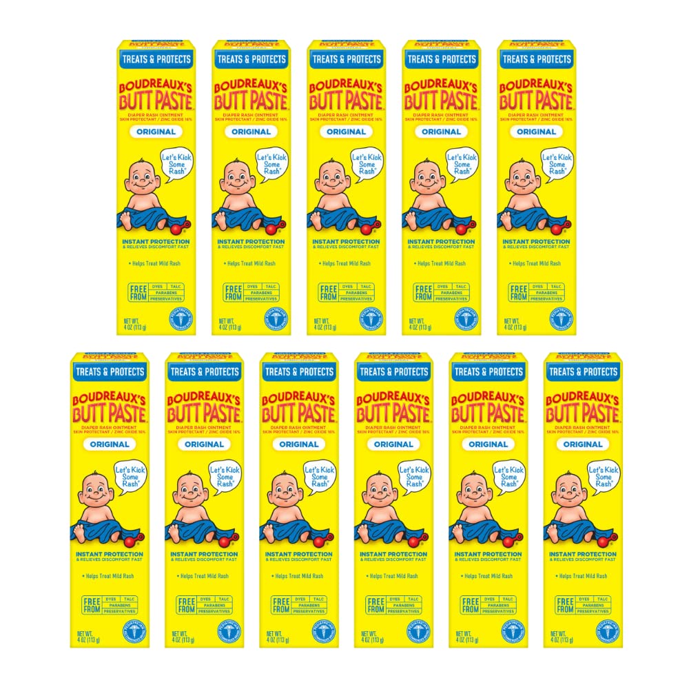 Boudreaux’s Butt Paste Diaper Rash Ointment, Baby Rash Cream Skin Protectant, Fast Relief for Diaper Rash, Soothing Barrier Cream, Original, 4 Ounce Tube (Pack of 11)