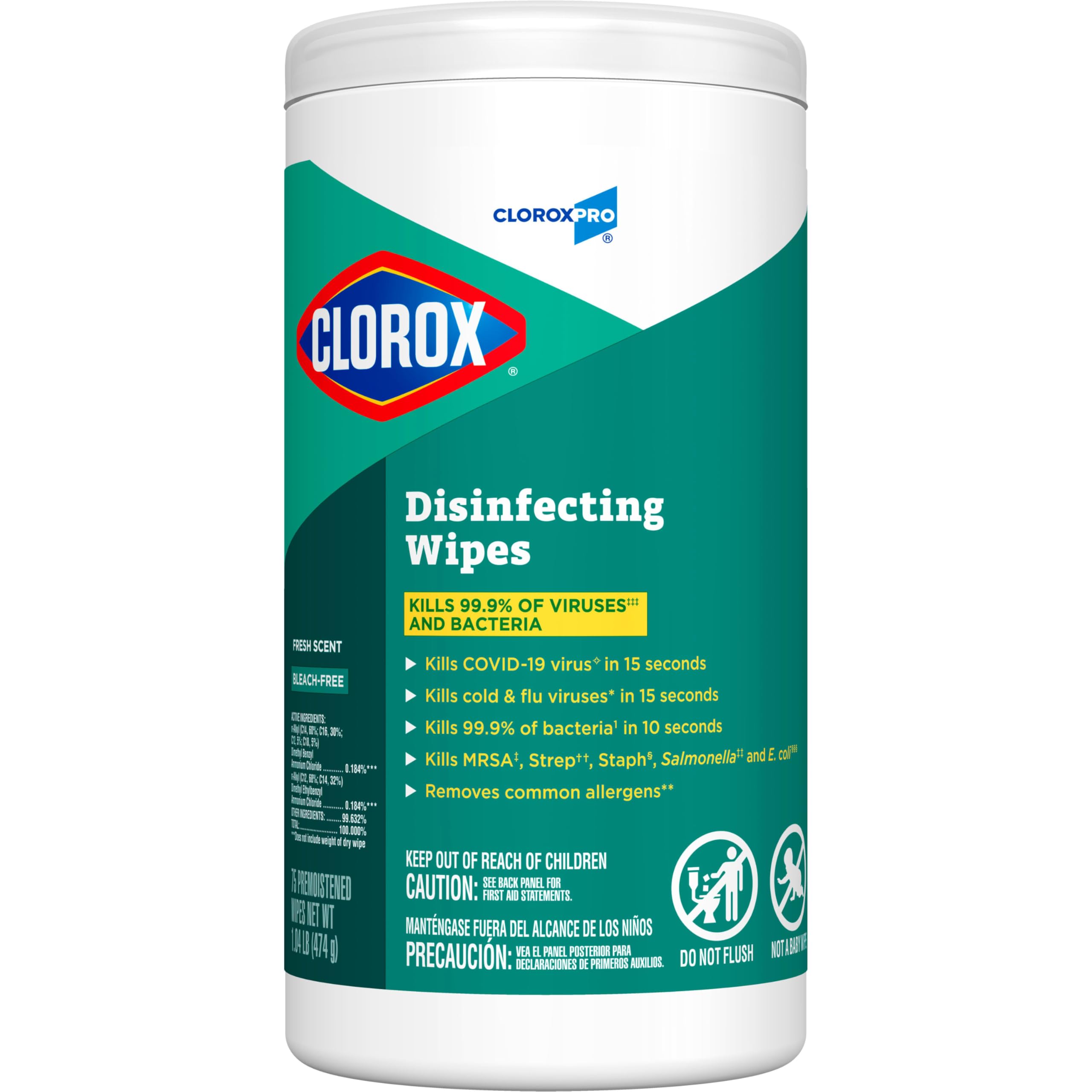 CloroxPro Clorox Disinfecting Wipes, Fresh Scent, 75 Count (Package May Vary)