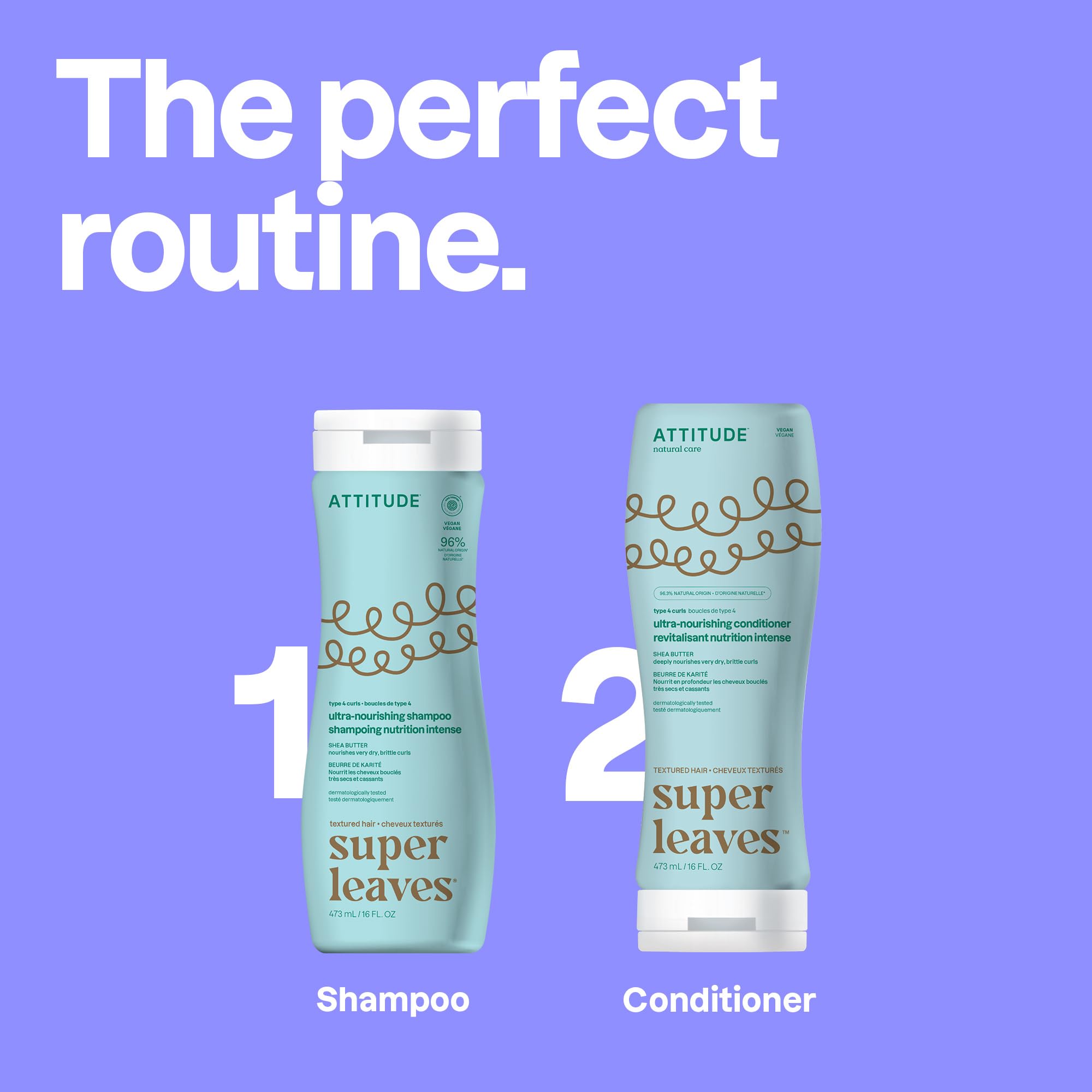 ATTITUDE Ultra-Nourishing Conditioner for Curly Hair with Shea Butter, Vegan Detangler and Naturally Derived 4a, 4b, 4c Curl Type, Deeply Nourishes Curls, 16 Fl Oz