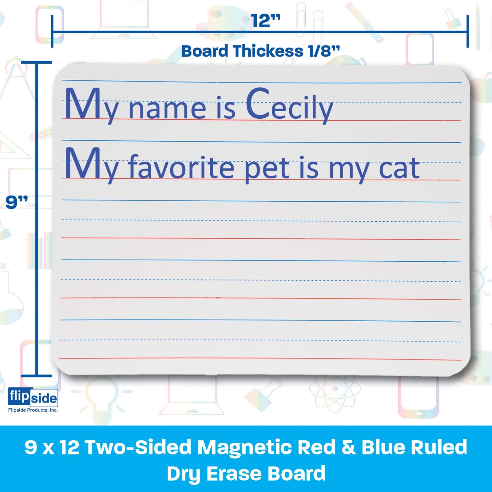 Flipside, FLP10076, Double-Sided Magnetic Dry Erase Board, 1 Each,White