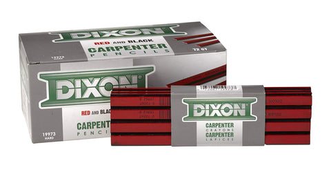 DIXON Industrial Carpenter Pencils, Hard Graphite Core, Red/Black, 7", 12-Pack (19973)