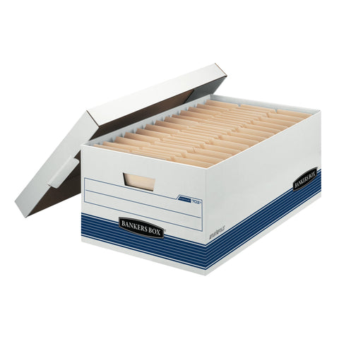 Bankers Box 12-Pack Medium Duty File Storage Boxes with Lids, FastFold Assembly, 24 Inch Legal, STOR, (00702)