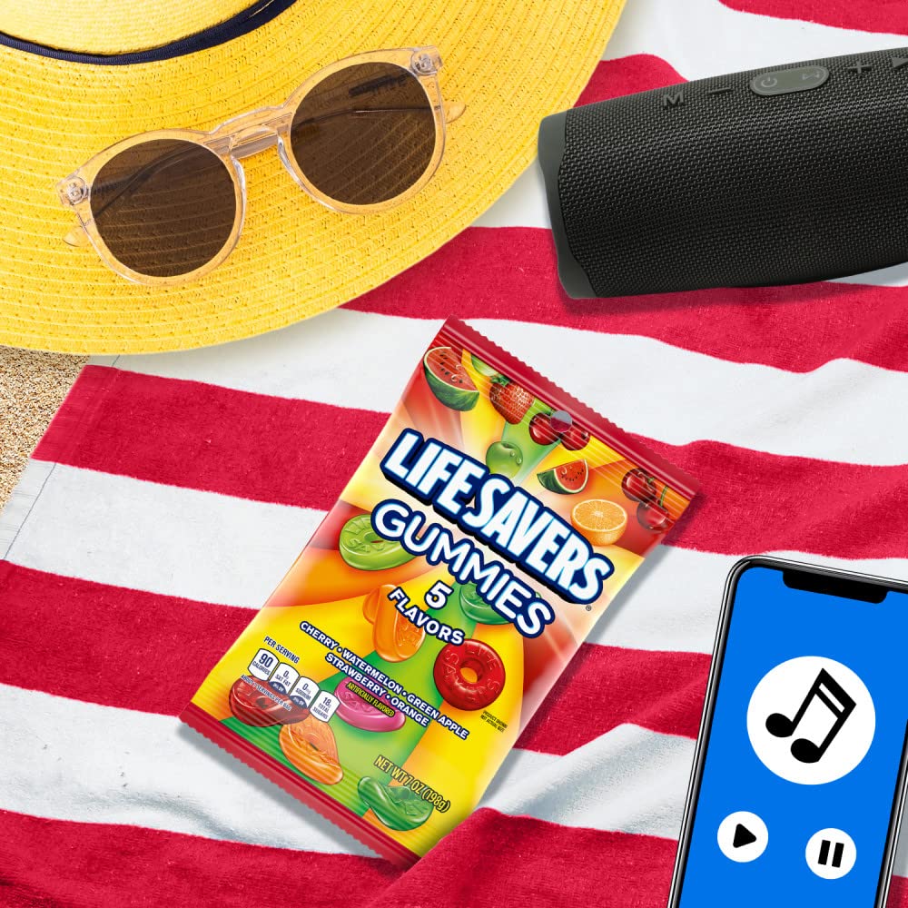 LIFE SAVERS 5 Flavors Summer Gummy Candy, 7 oz Bag