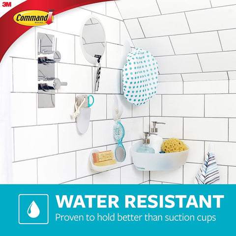 Command Bath Medium Hook Value Pack, Total 12 Medium Hooks with 6 Water Resistant Strips, 2-Pack of 6 Hooks, Organize Damage-Free