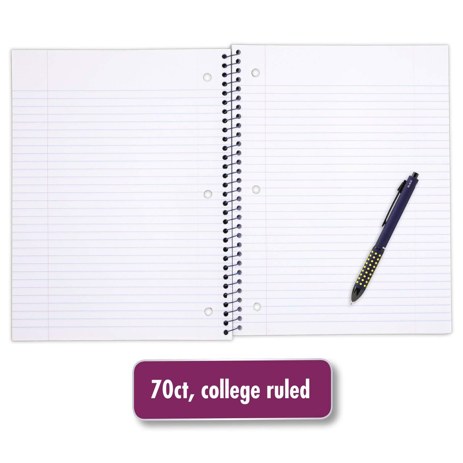 Mead Spiral Notebook, 1 Subject, College Ruled Paper, 70 Sheets, 10-1/2" x 7-1/2", Shape It Up, Design Will Vary, 1 Notebook (07152)