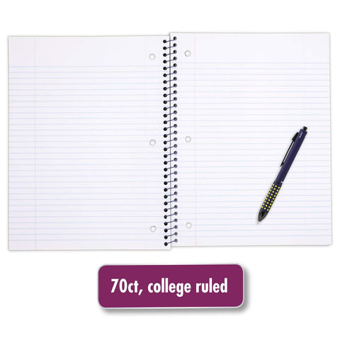Mead Spiral Notebook, 1 Subject, College Ruled Paper, 70 Sheets, 10-1/2" x 7-1/2", Shape It Up, Design Will Vary, 1 Notebook (07152)