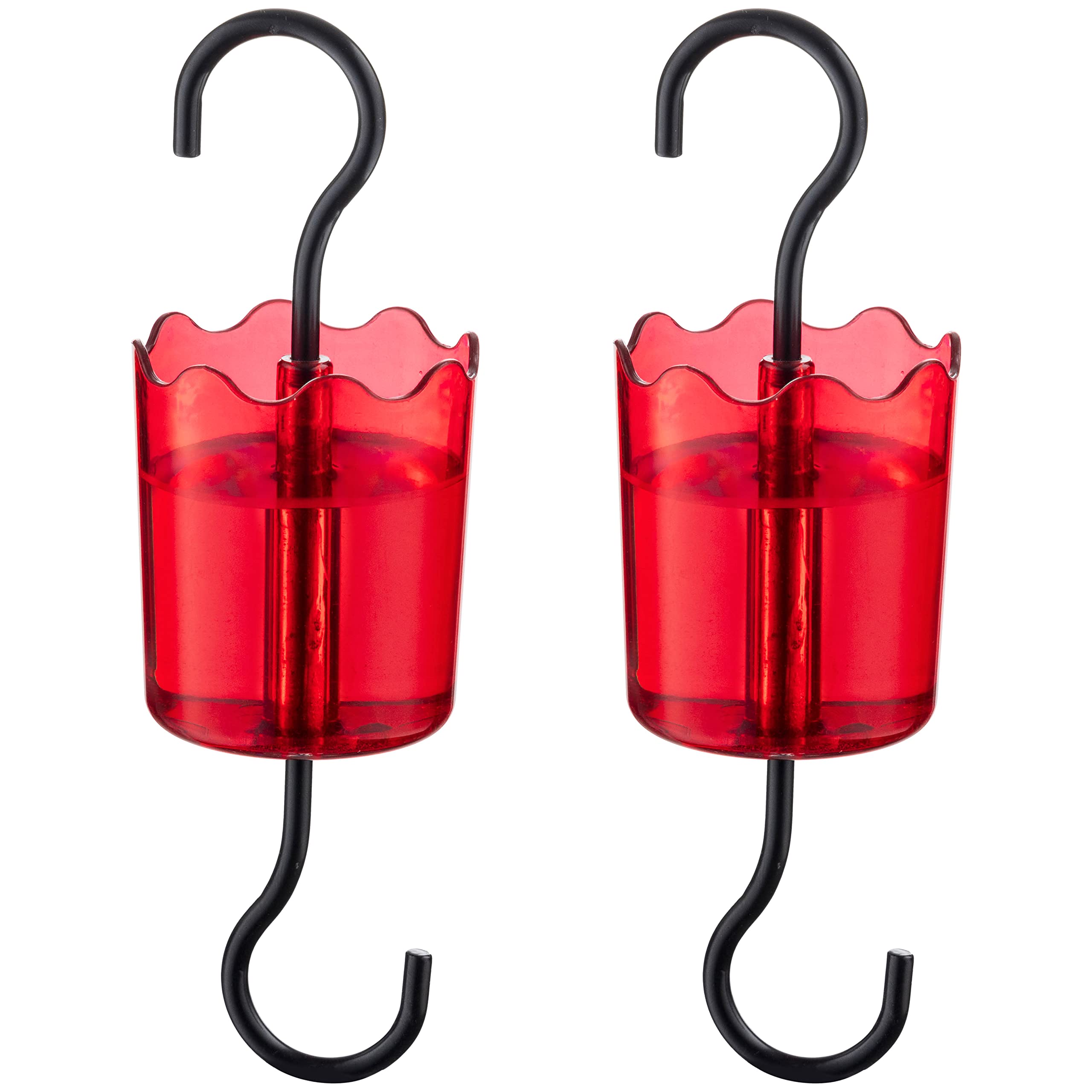 Ant Moat for Hummingbird Feeders [Set of 2] Ant Guard Keeps Ants Away from Feeders, Made of Durable Plastic, Red Color/Rustproof S Hooks, Suitable for All Hummingbird Feeders.