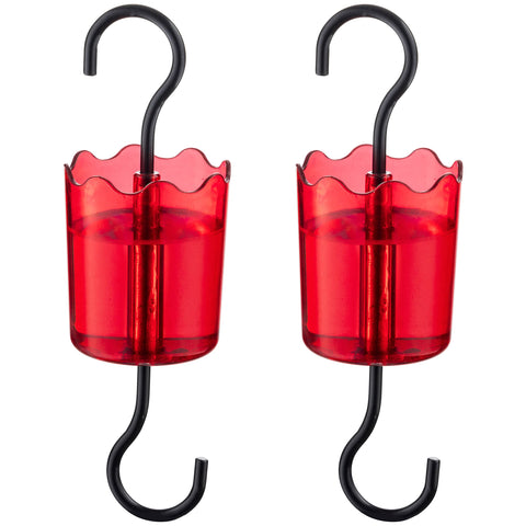 Ant Moat for Hummingbird Feeders [Set of 2] Ant Guard Keeps Ants Away from Feeders, Made of Durable Plastic, Red Color/Rustproof S Hooks, Suitable for All Hummingbird Feeders.