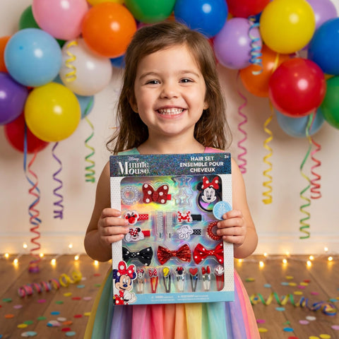 Disney Minnie Mouse Hair Accessories Set for Kids, Perfect for Parties, Sleepovers and Makeovers, Ages 3+, By Townley Girl
